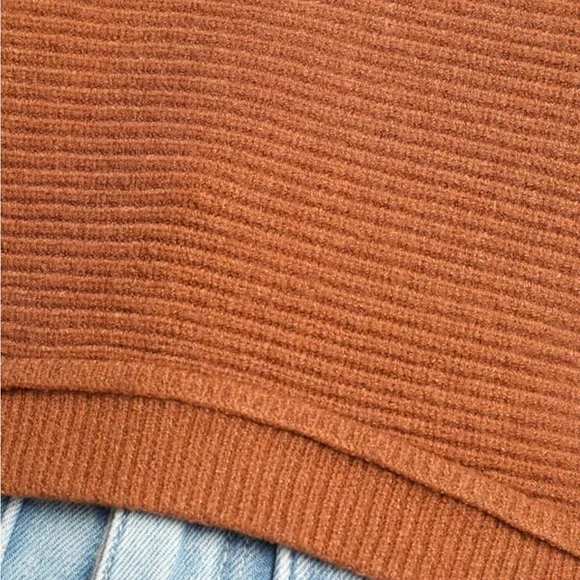 Lulus Fireside Flirt Rust Brown Ribbed Cropped Pullover Sweater size small - Picture 4 of 10
